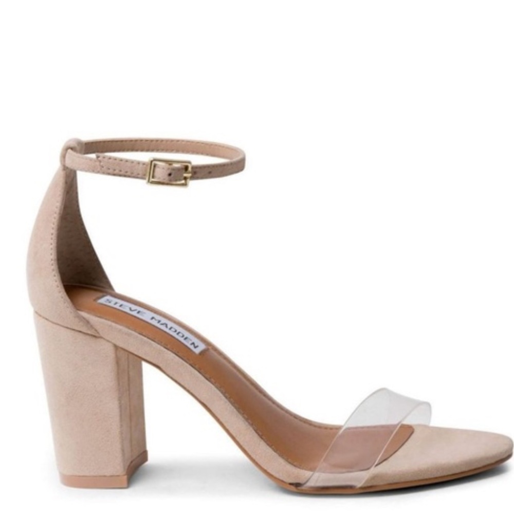 Steve Madden Dezzie Heels Open Toe Sandals in Beige